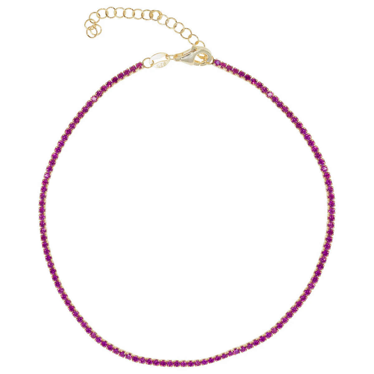 Little Gems Tennis Anklet in Fuchsia