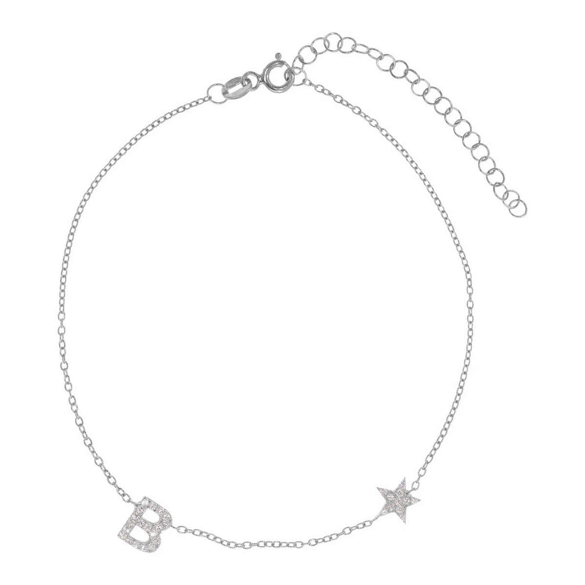You're A Star Initial Anklet in Crystal Clear