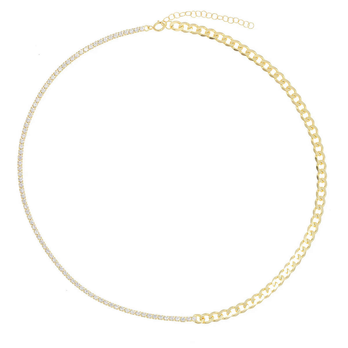 Dual Look Crystal & Chain Necklace