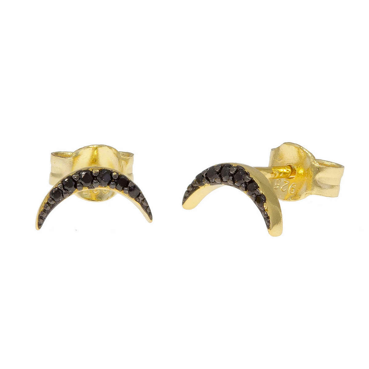 New Crescent Moon Stud in Onyx