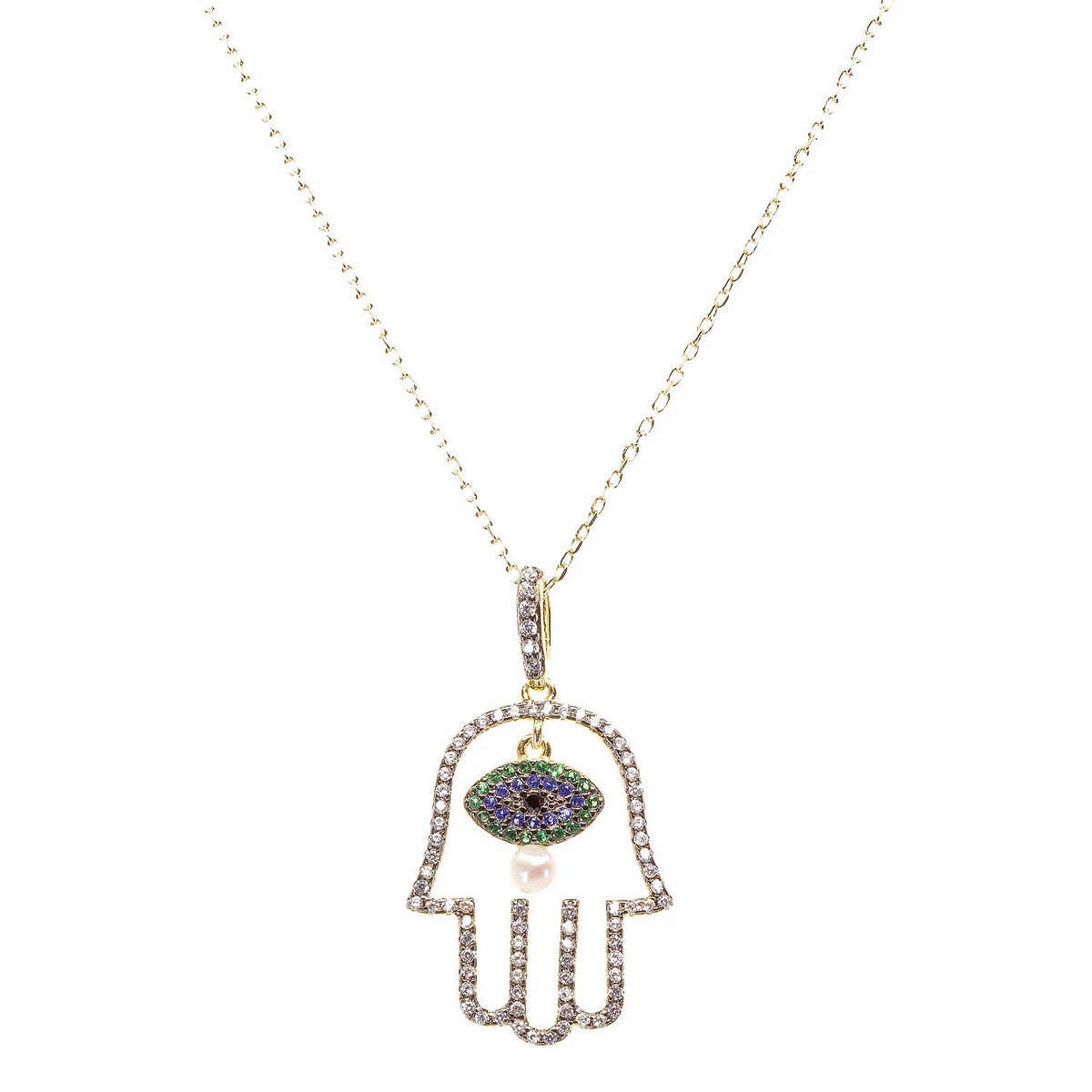 Natural Beauty Crystal Hamsa Necklace