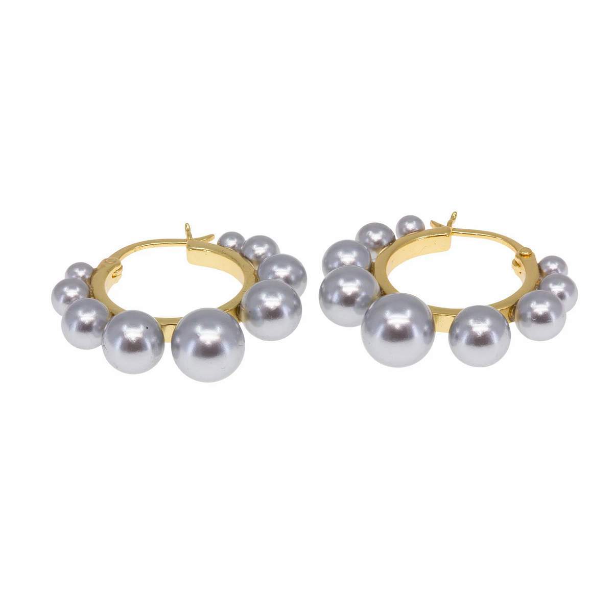 Chrome Pearl Halo Hoops