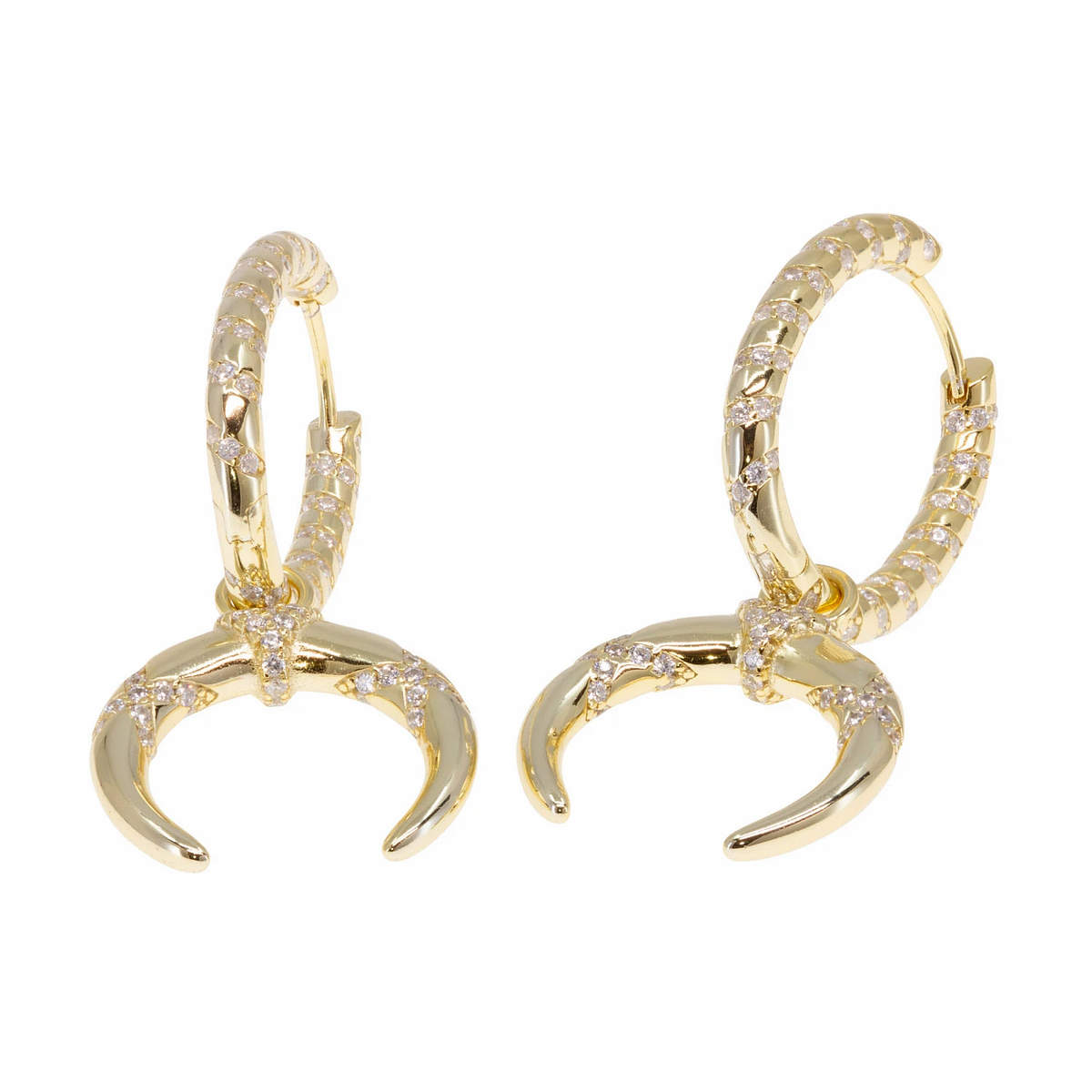 Trailblazer Hoops with Double Horn Charms