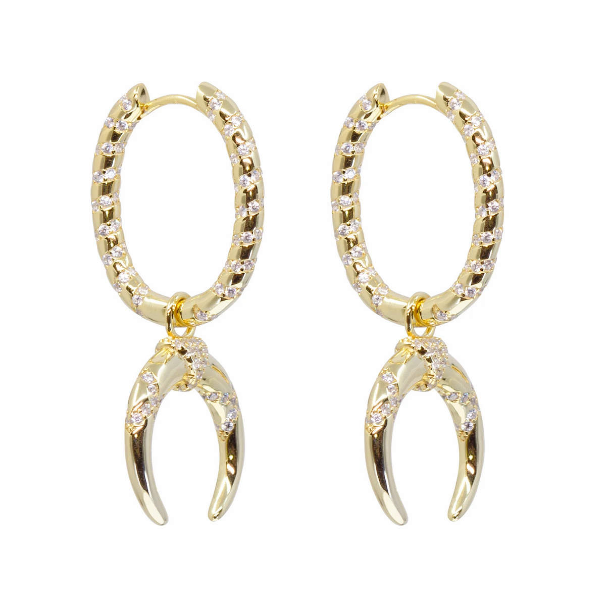 Trailblazer Hoops with Double Horn Charms