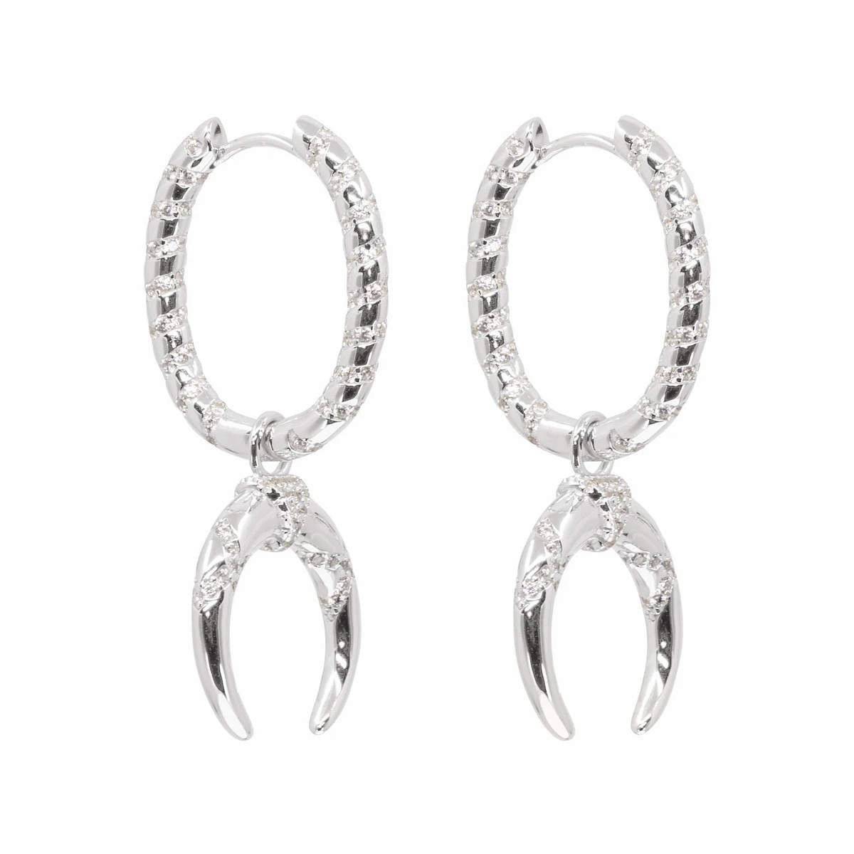 Trailblazer Hoops with Double Horn Charms