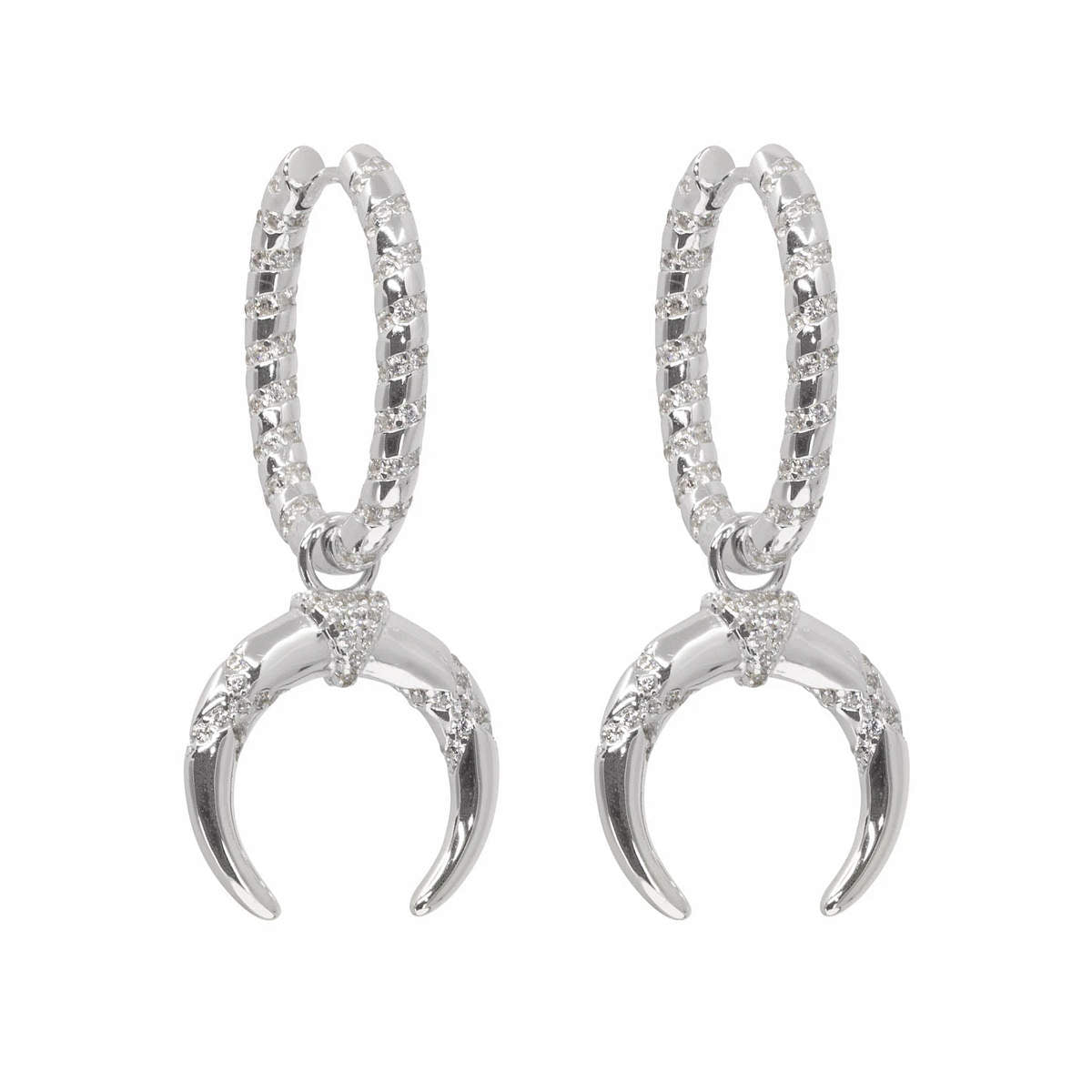 Trailblazer Hoops with Double Horn Charms
