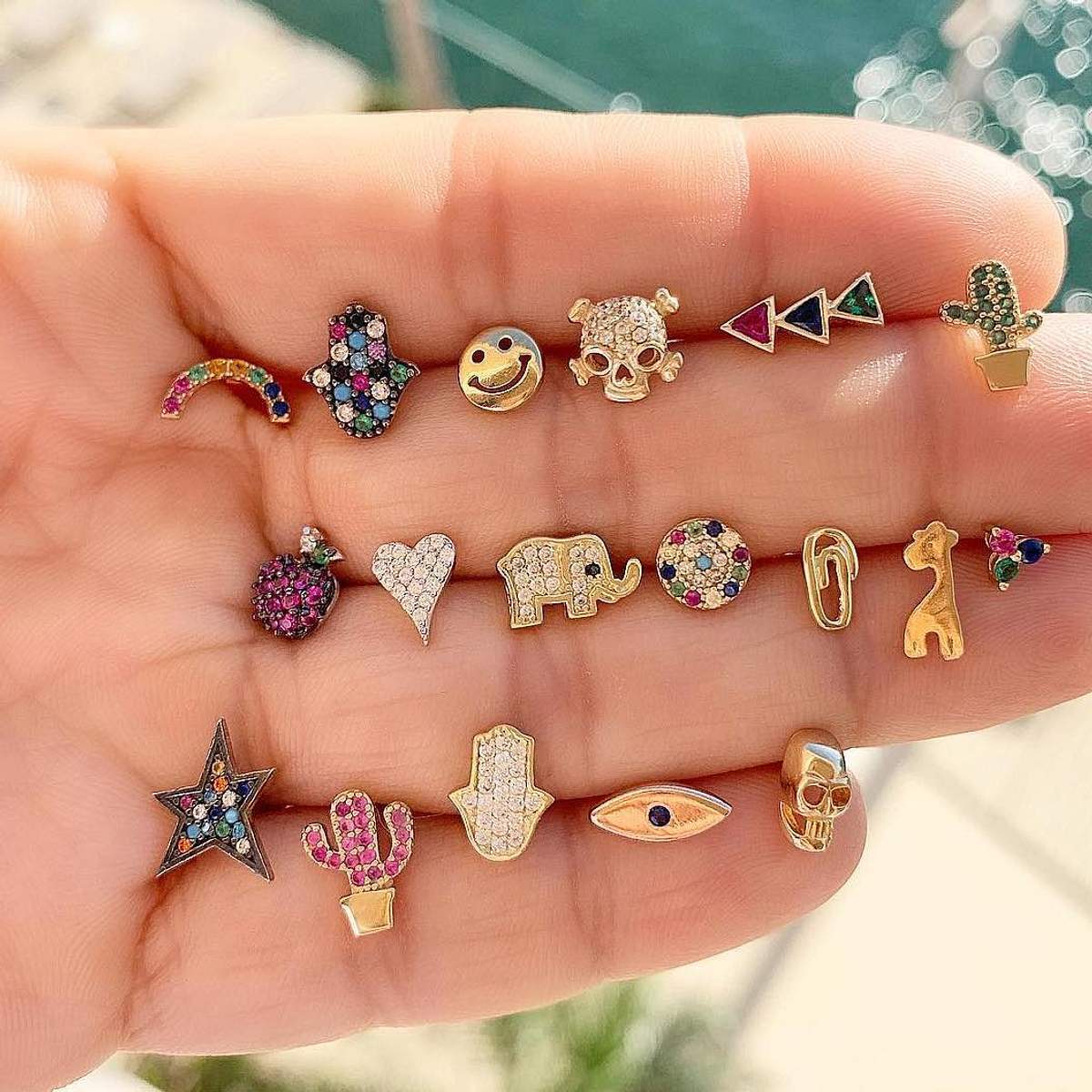 Colorful Hamsa Mini Stud