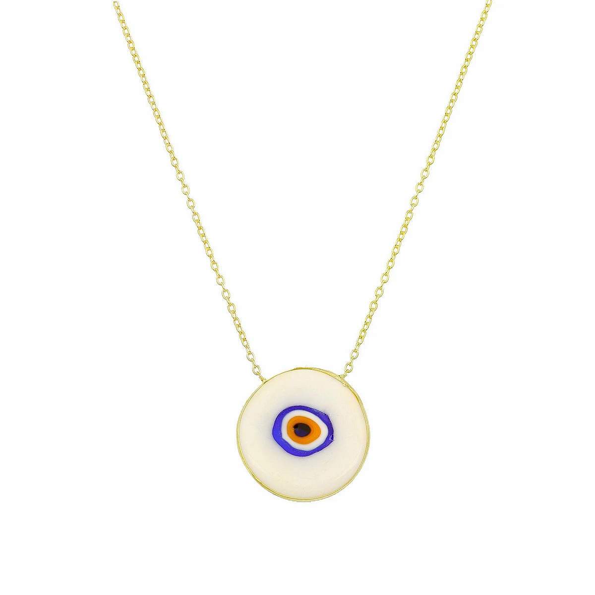 Antique Evil Eye Necklace in Milk