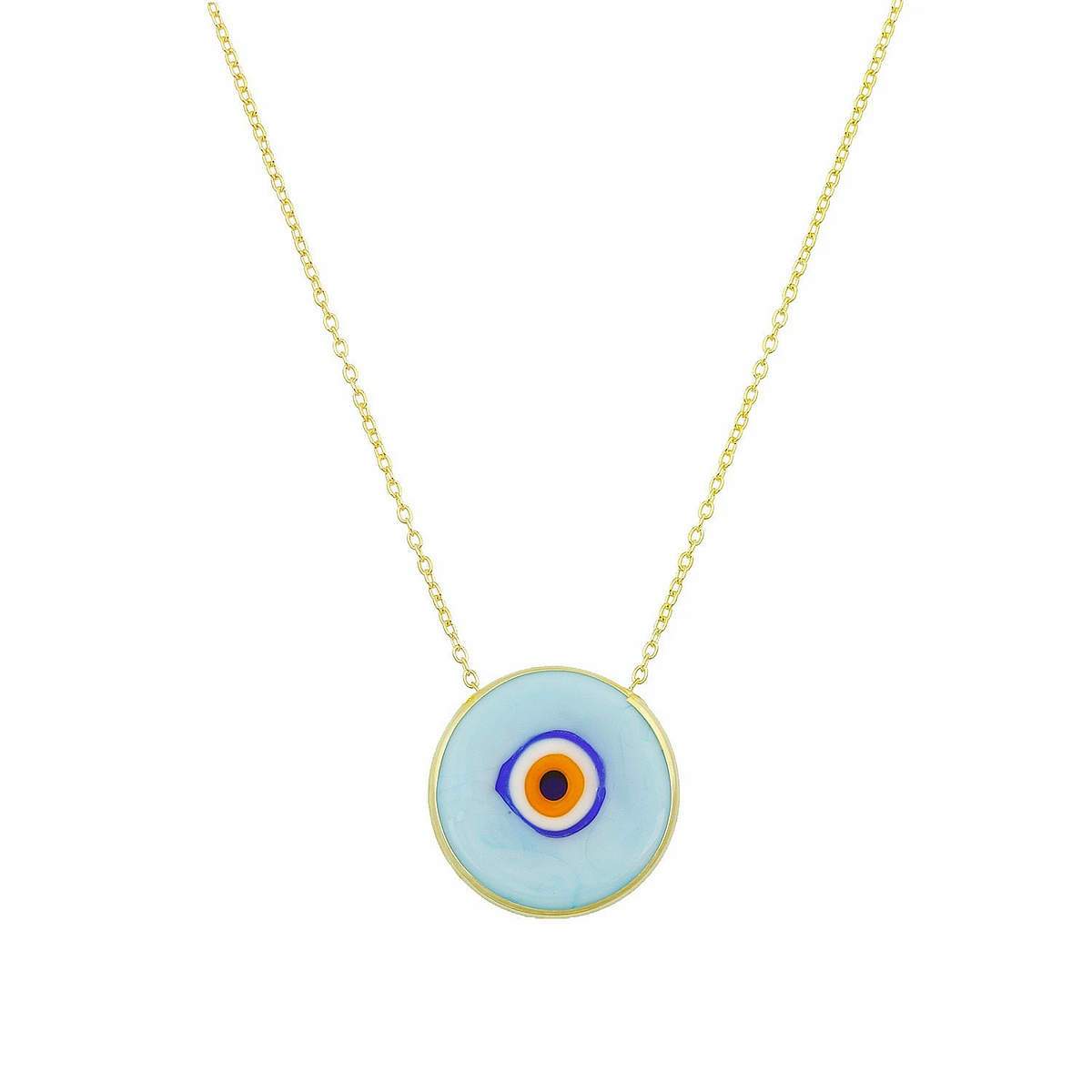 Antique Evil Eye Necklace in Baby Blue – RAGEN - Main Image