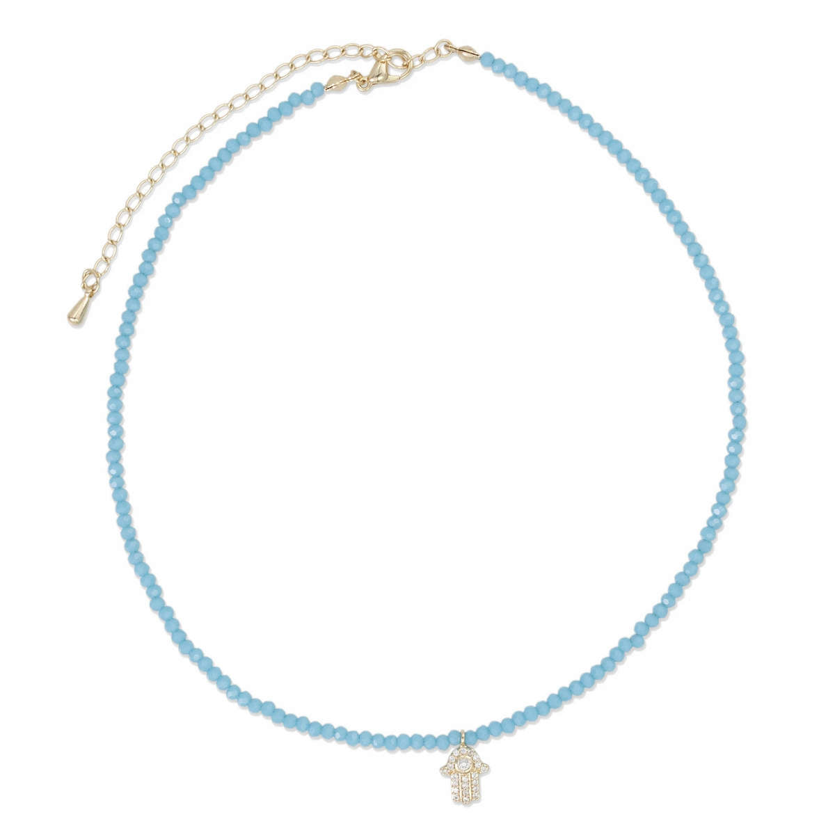 Gemstone Hamsa Choker in Turquoise