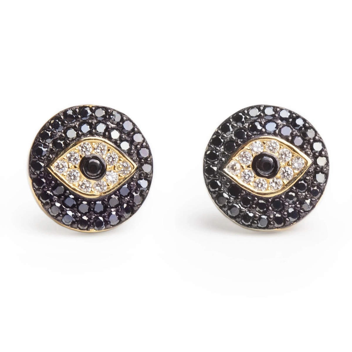 Evil Eye Paired Studs in Onyx
