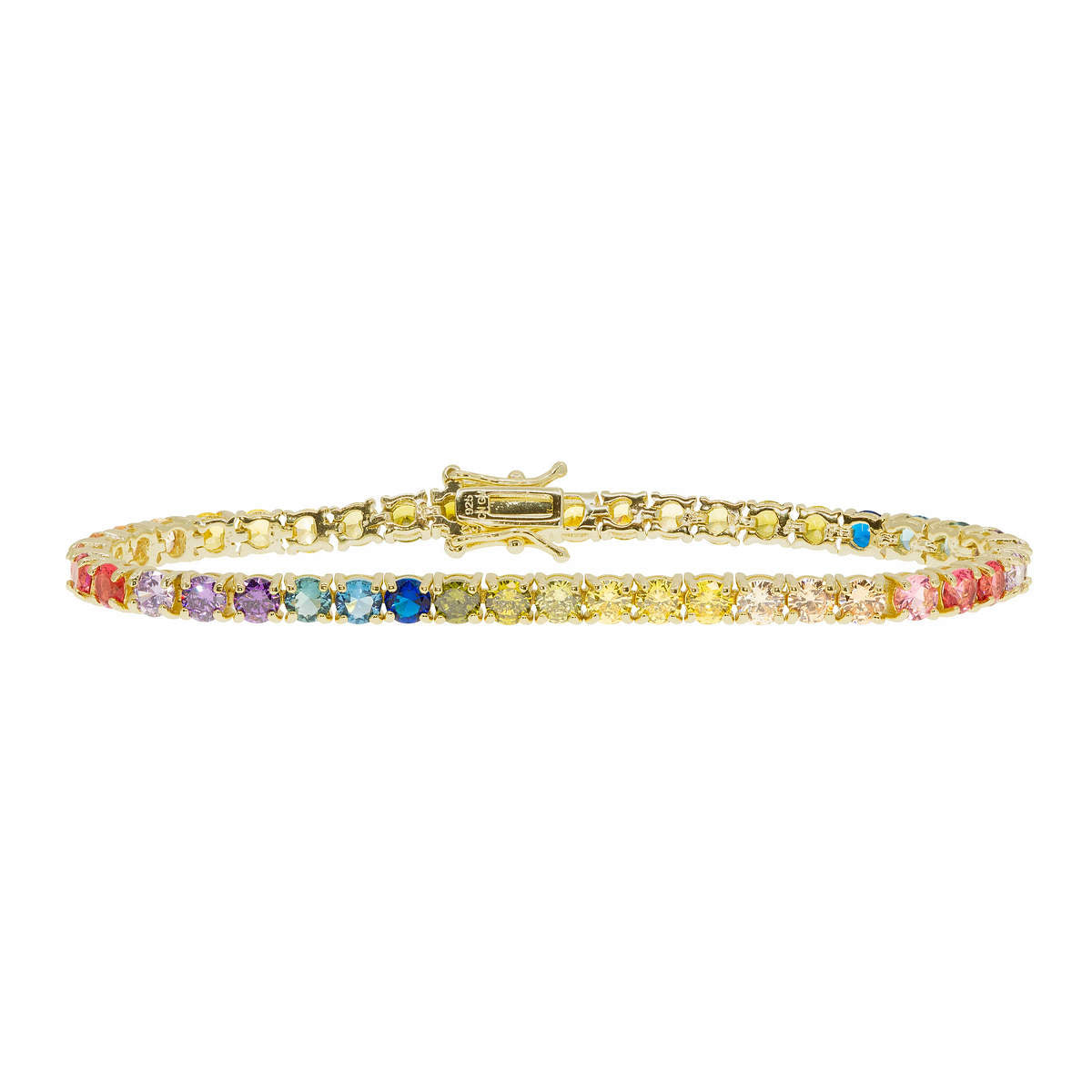 Round Rainbow Tennis Bracelet