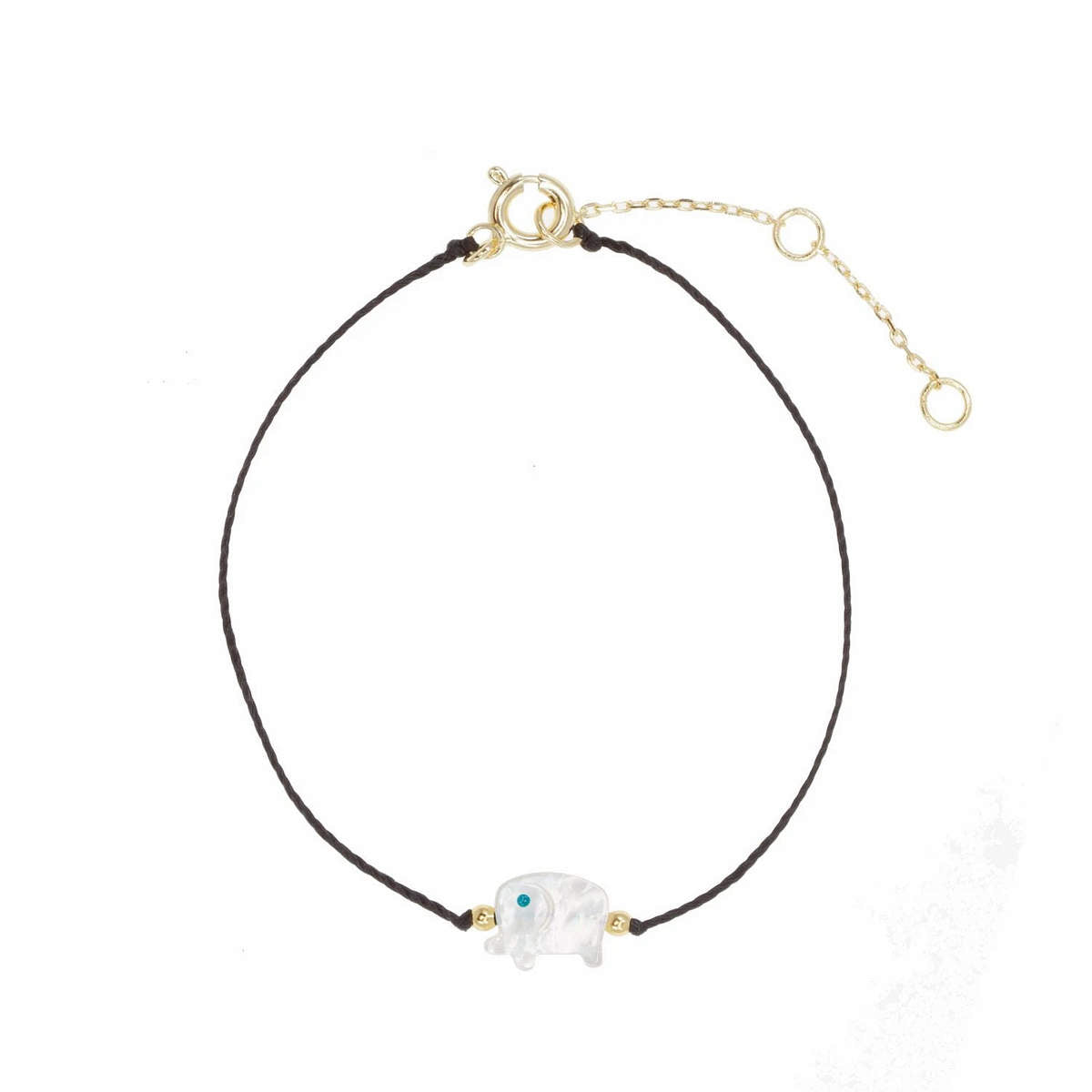Elephant Evil Eye Cord Bracelet in Black