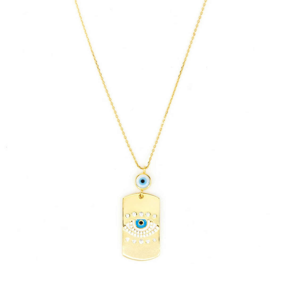 Dog Tag Evil Eye Necklace