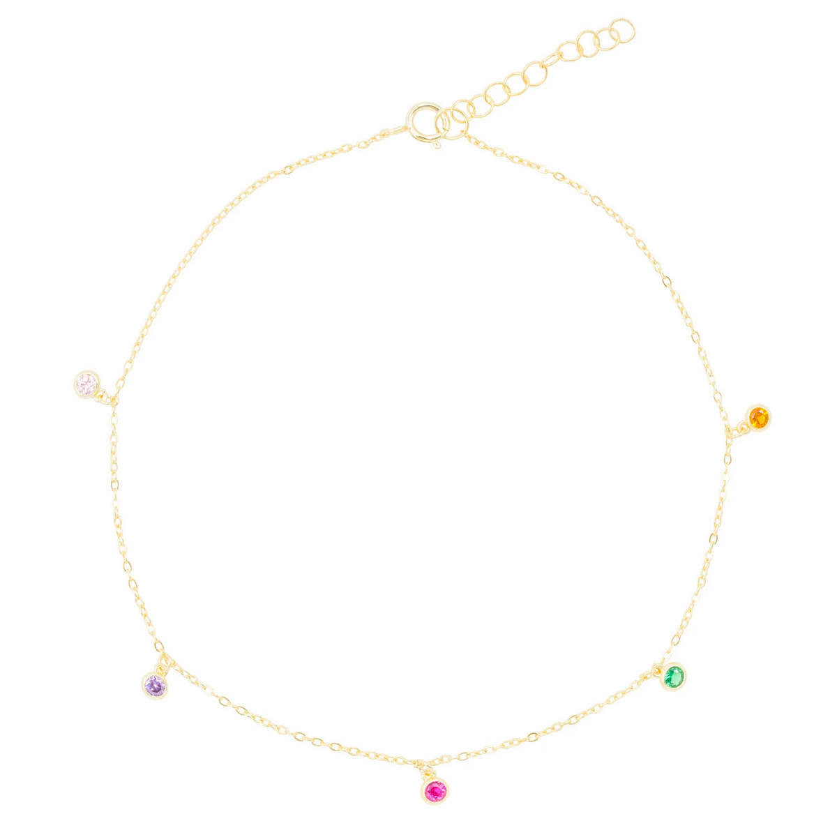 Rainbow Dainty Dangle Anklet