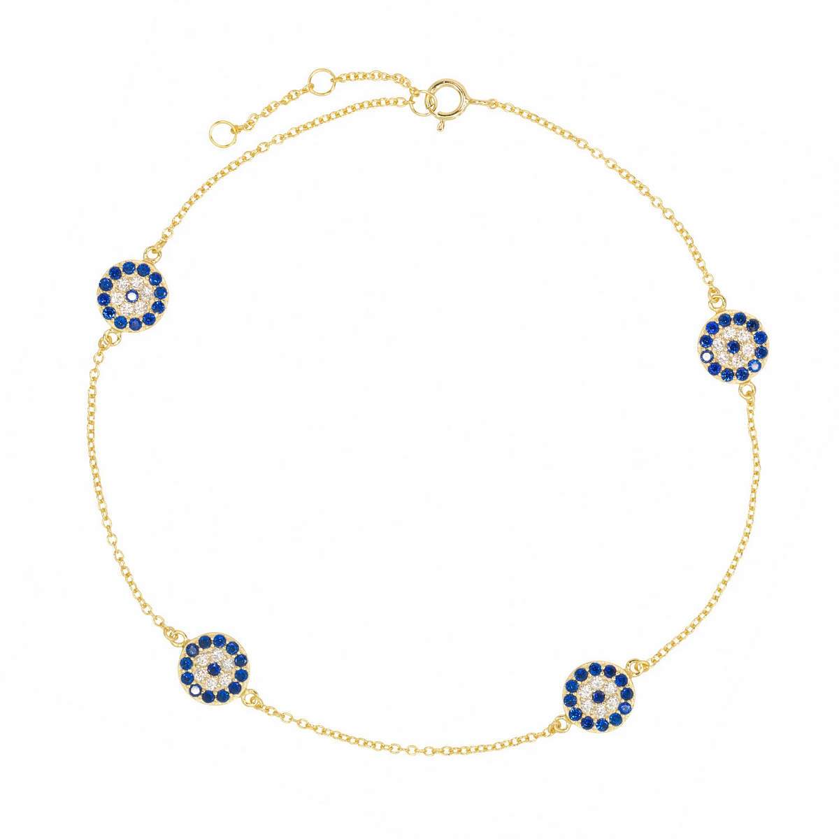 Blue Evil Eye Disk Anklet