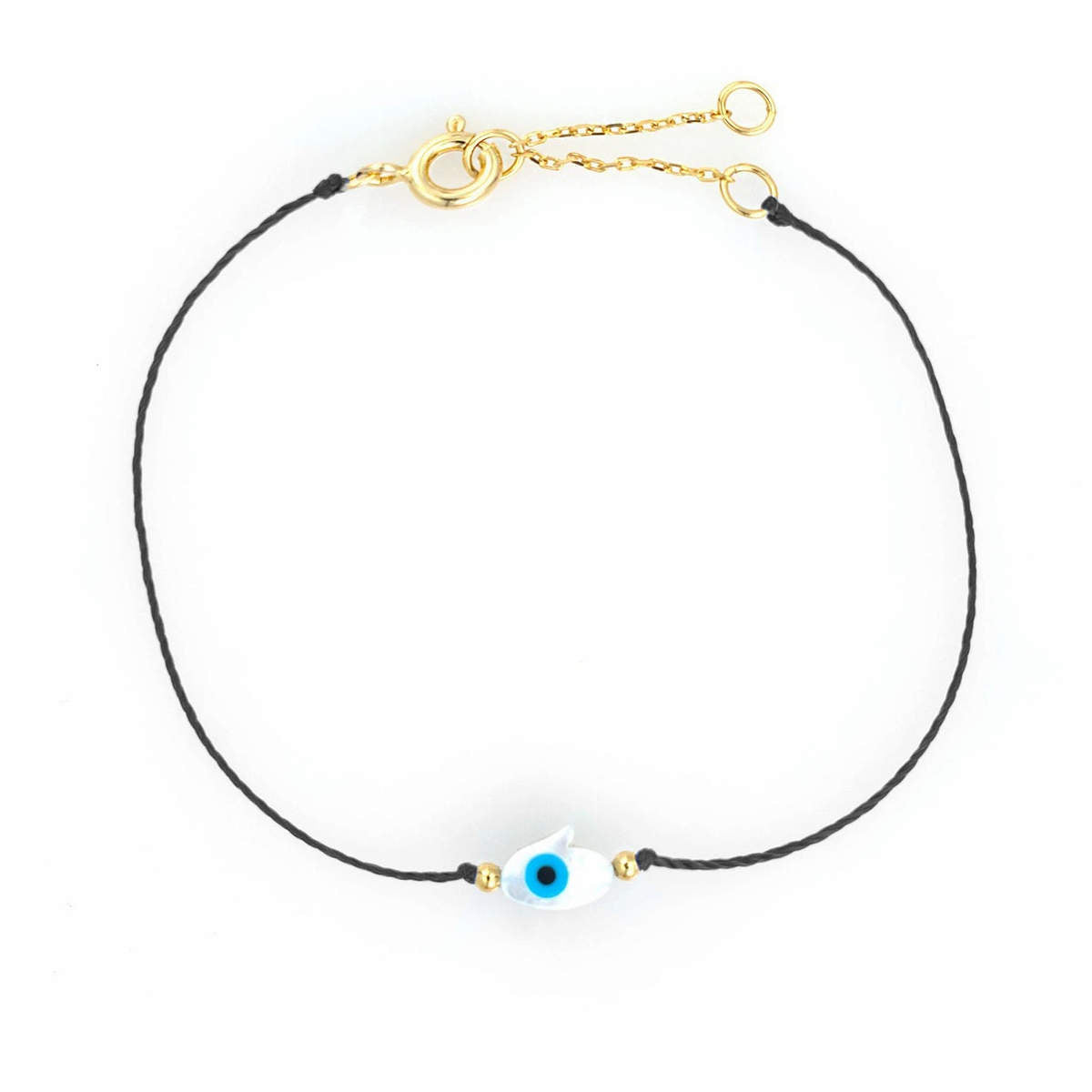 Evil Eye Hamsa Cord Bracelet in Black