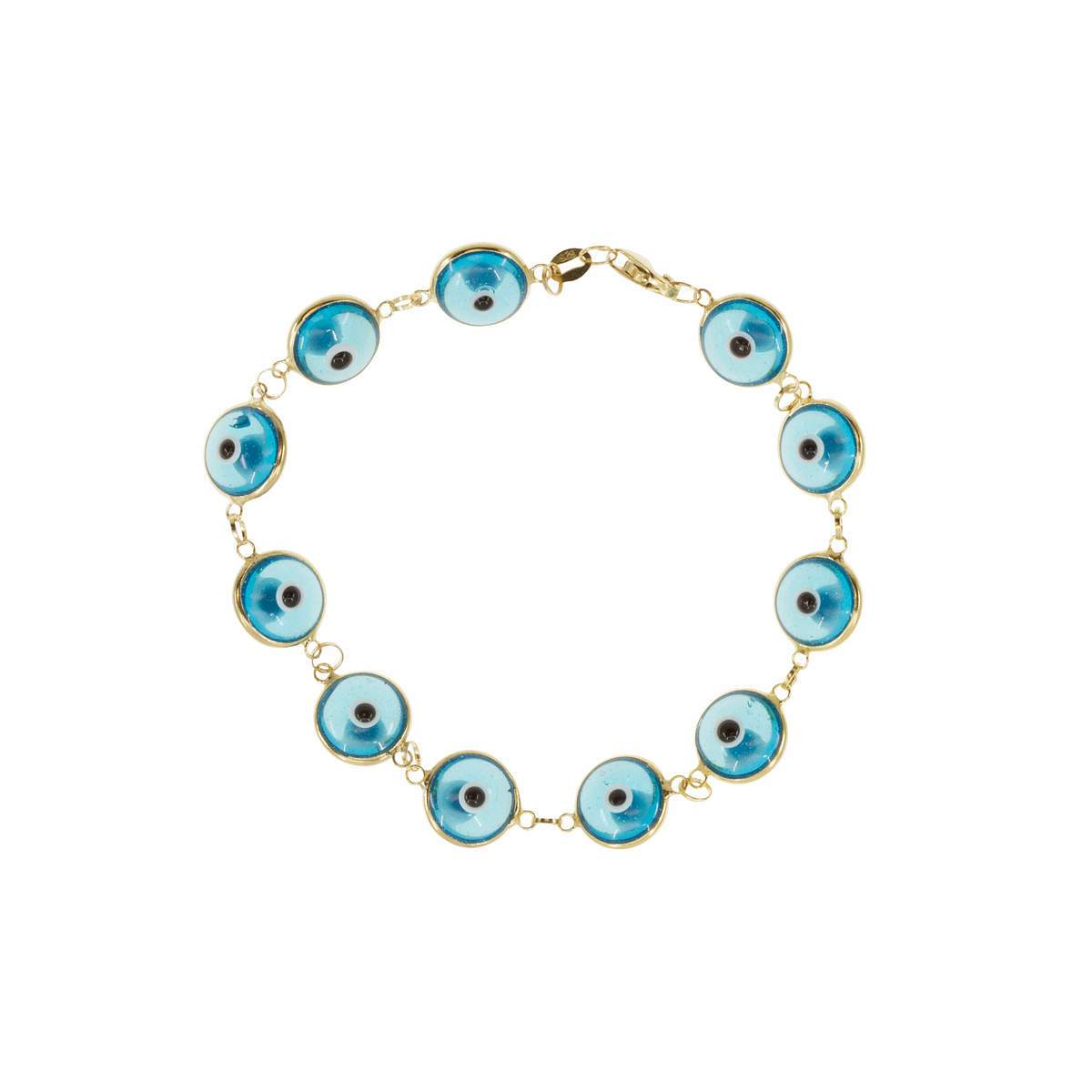 Blue Glass Bead Evil Eye Bracelet