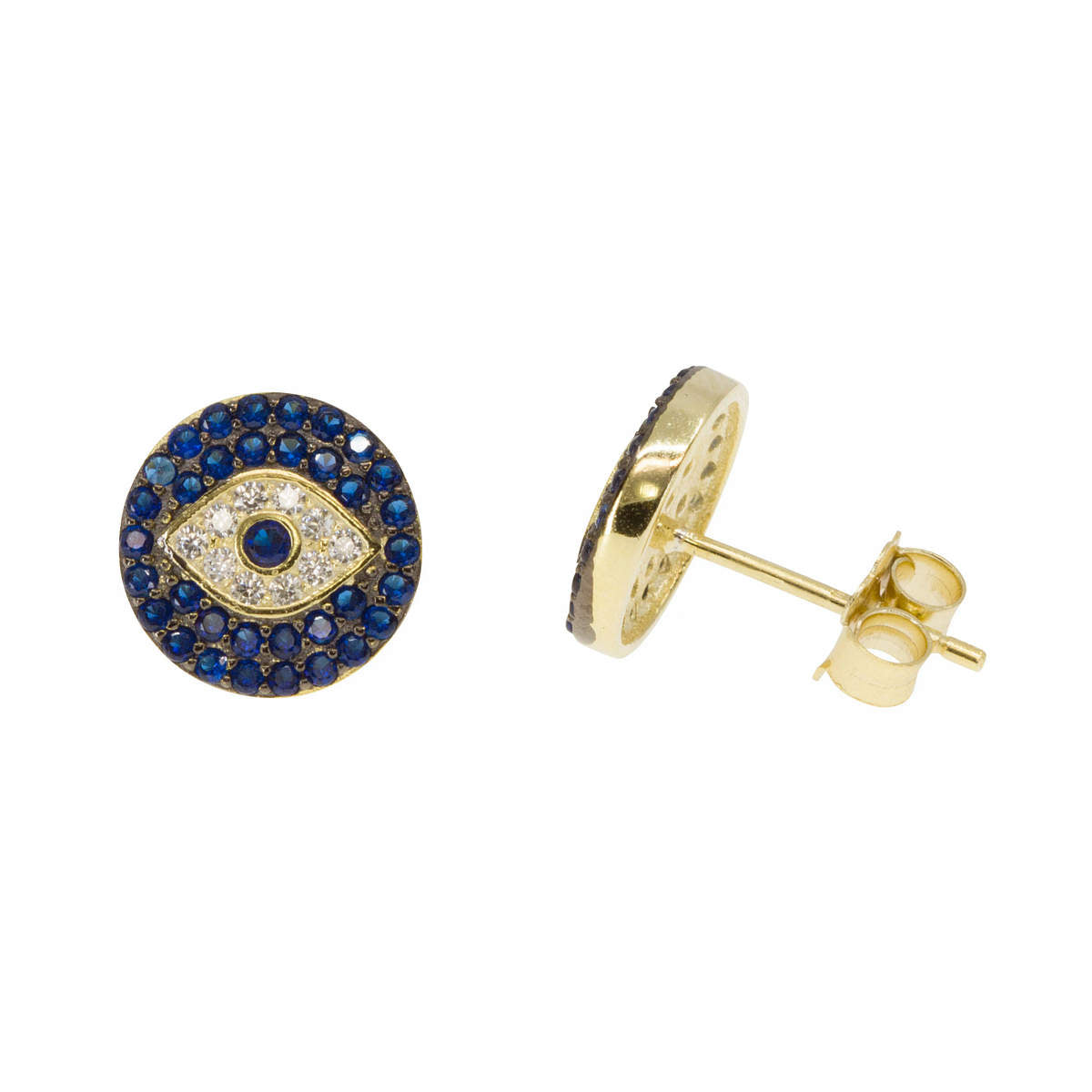 Evil Eye Paired Studs in Sapphire