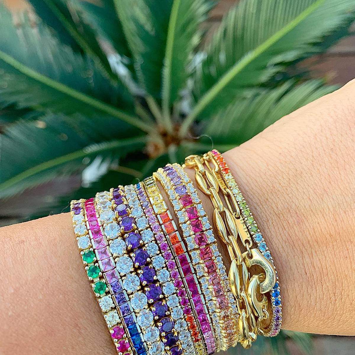 Round Rainbow Tennis Bracelet