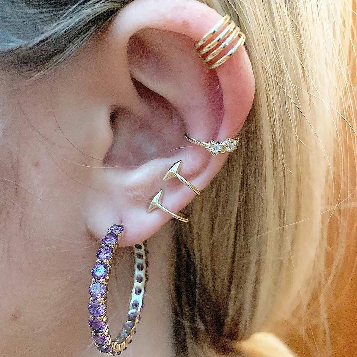 Amethyst Crystal Infinity Hoops
