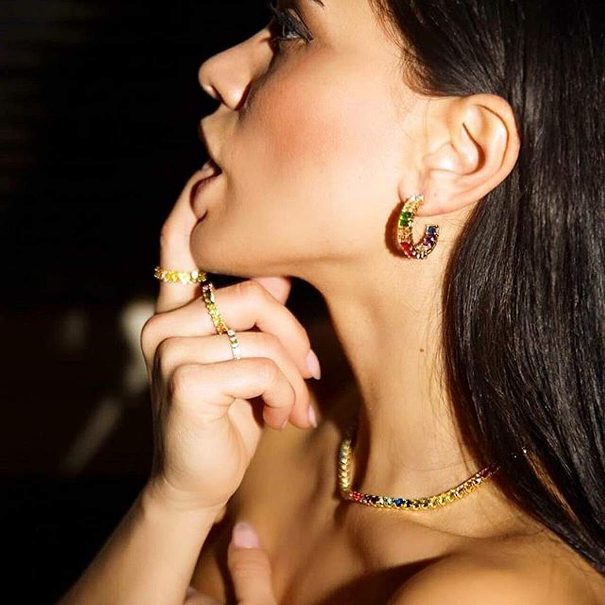 Emerald Rainbow Hoops