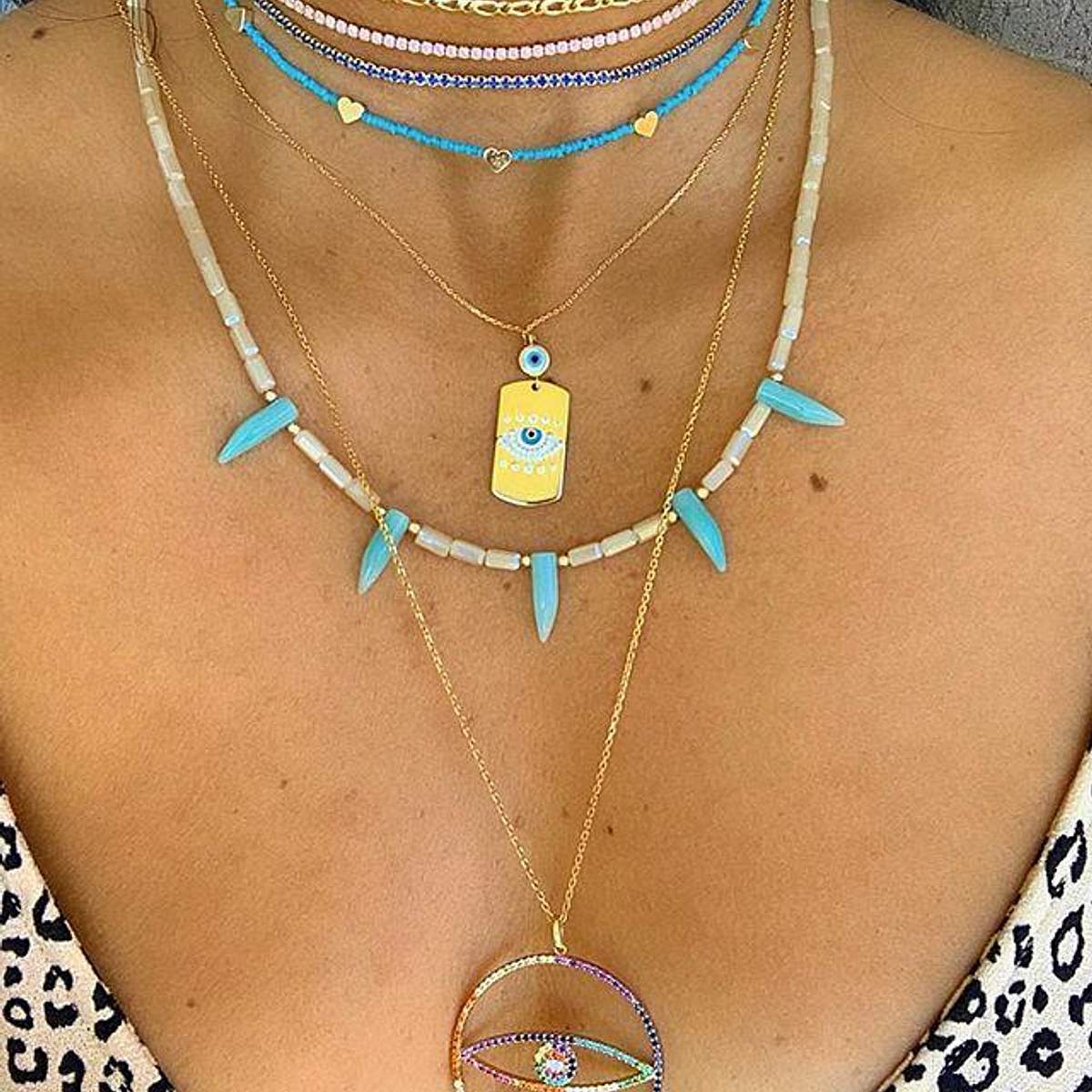 Dog Tag Evil Eye Necklace