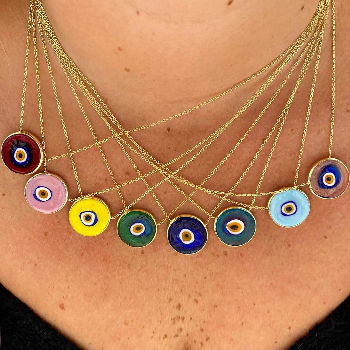 Antique Evil Eye Necklace in Red