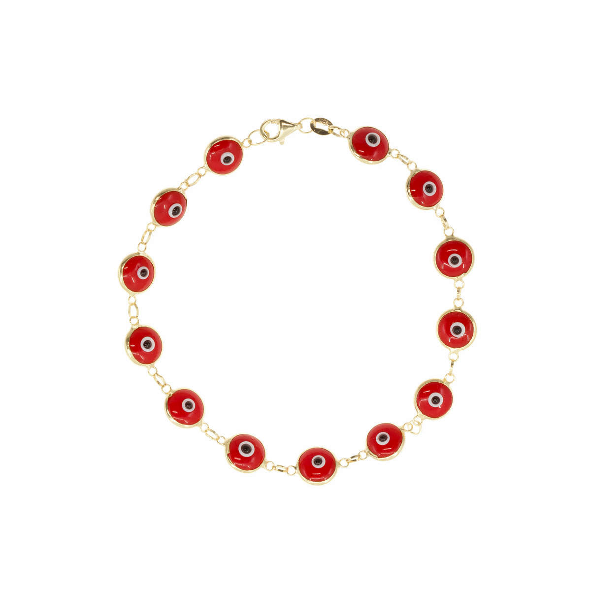 Red Glass Bead Evil Eye Bracelet