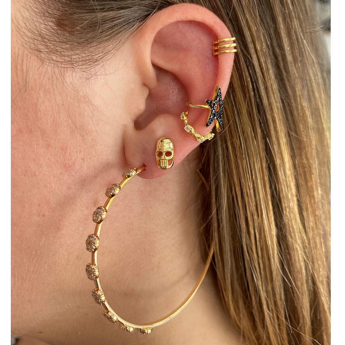 Crystal Swiss Dot Hoops