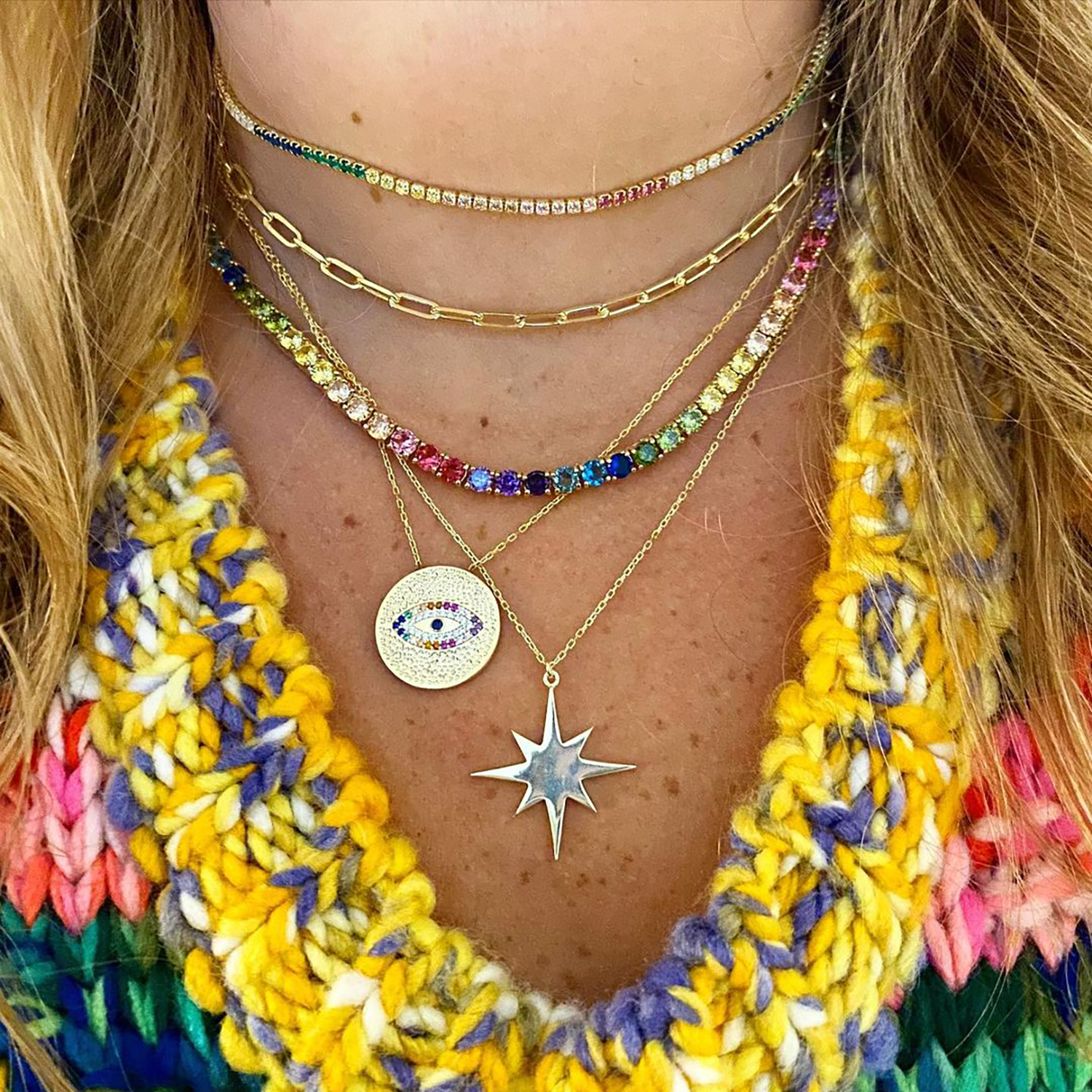 Rainbow evil 2025 eye necklace