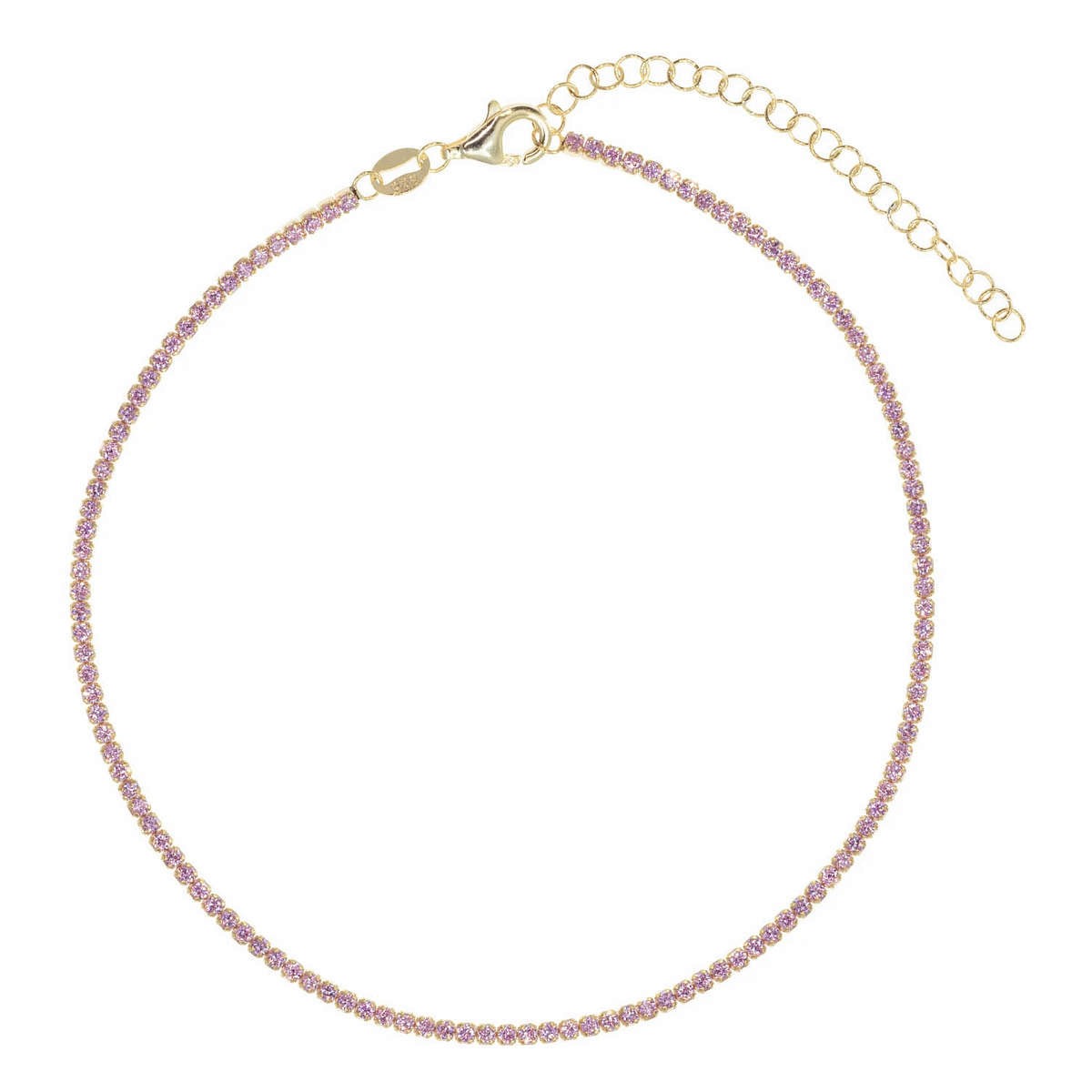 Ragen Jewels Little Gems Tennis Anklet in Baby Pink Gold / Adjustable 8.5-10 Inches / Pink
