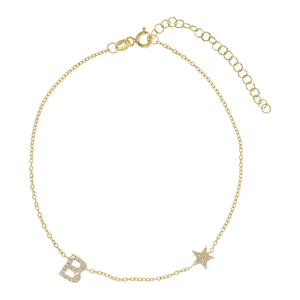 You're A Star Initial Anklet in Crystal Clear