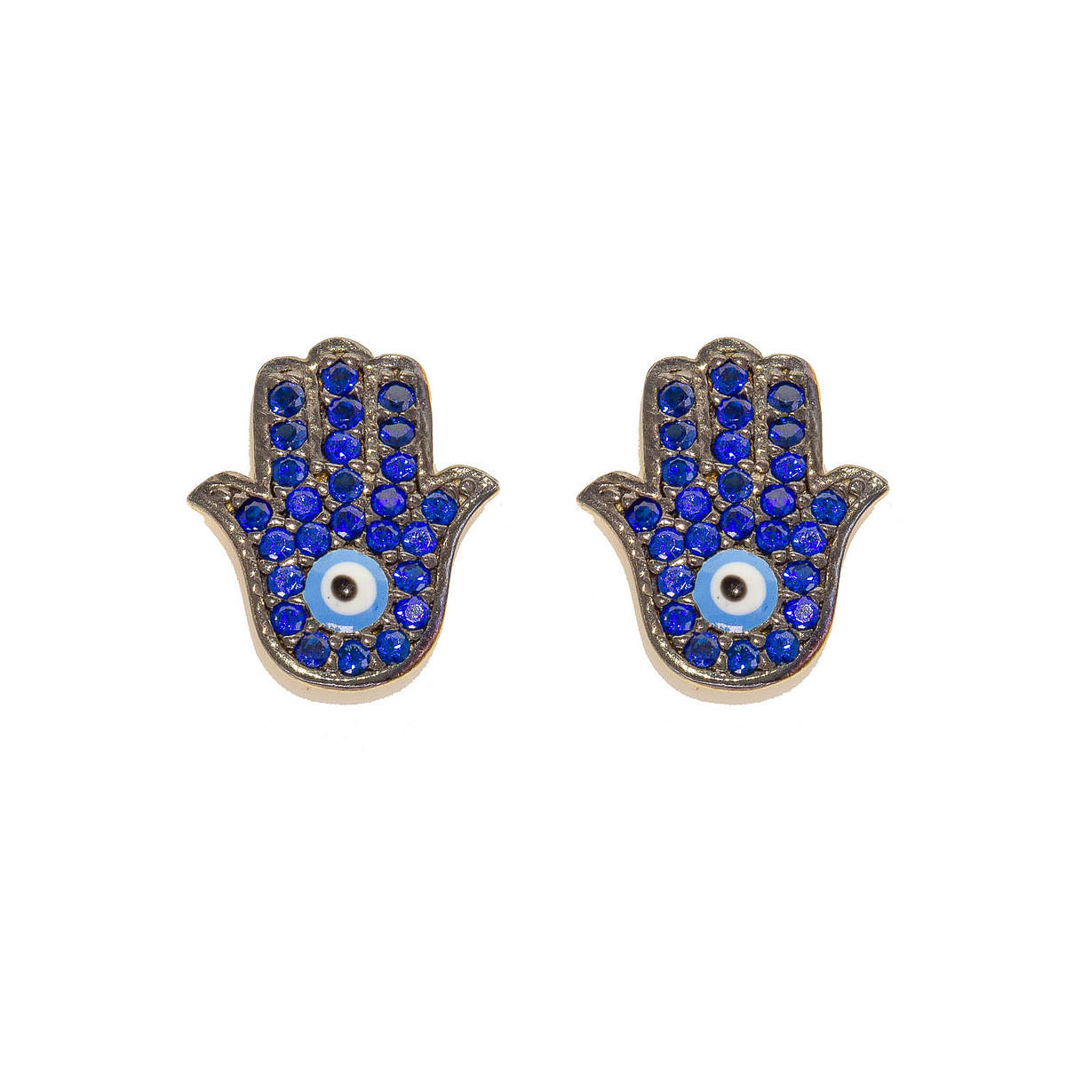 Blue Mood Pavé Hamsa Paired Earrings