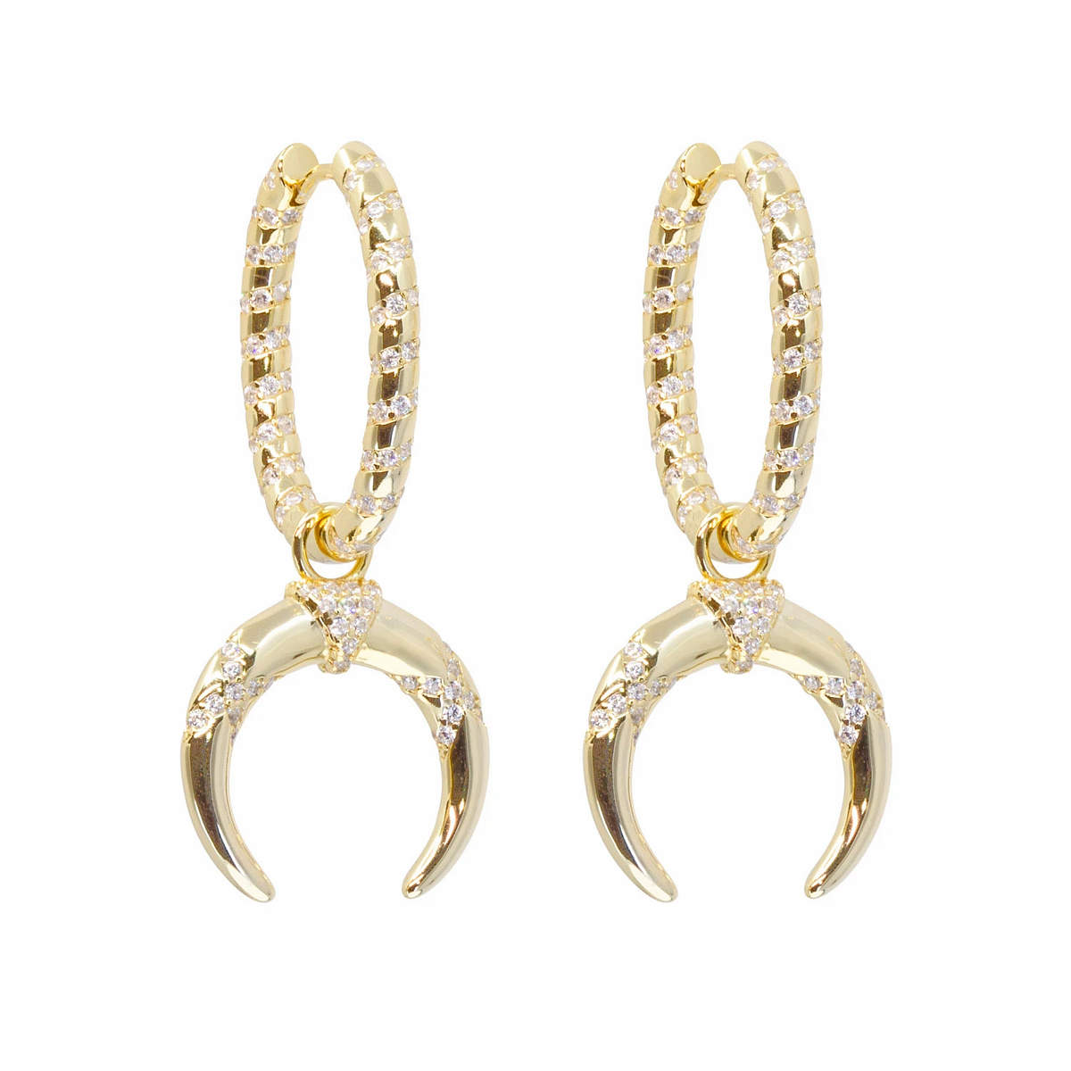 Trailblazer Hoops with Double Horn Charms