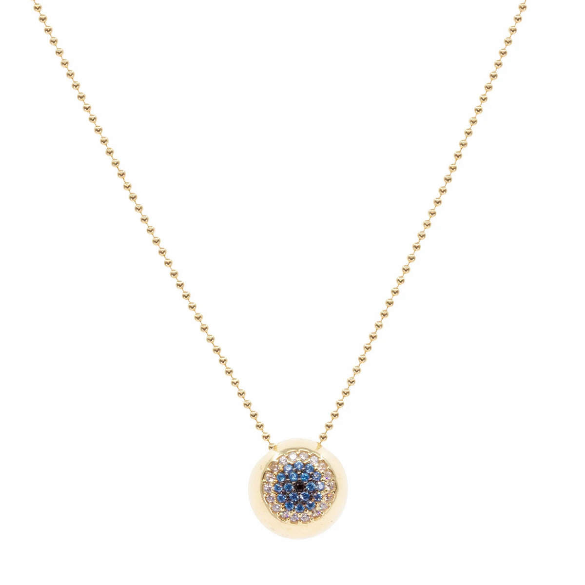 Wide-Eyed Crystal Pavé Necklace in Sapphire Blue
