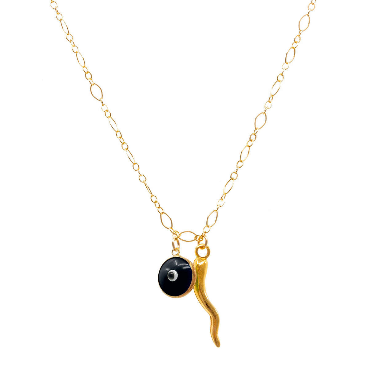 Double Dose Charm Necklace in Onyx