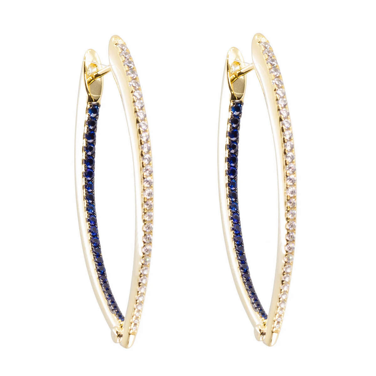 Crystal Wishbone Earrings in Sapphire