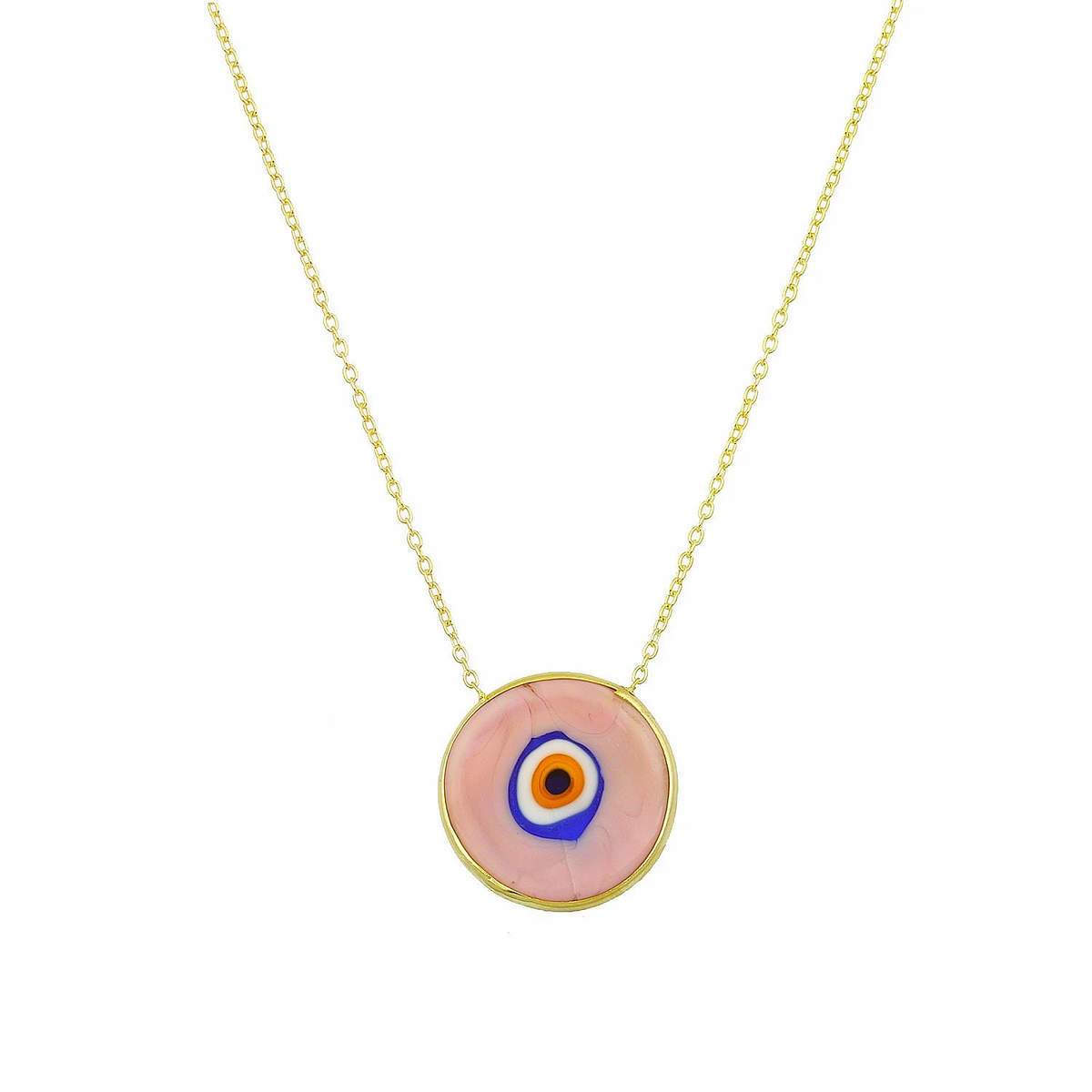 Antique Evil Eye Necklace in Pink