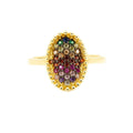 Antique Rainbow Pave Disk Ring
