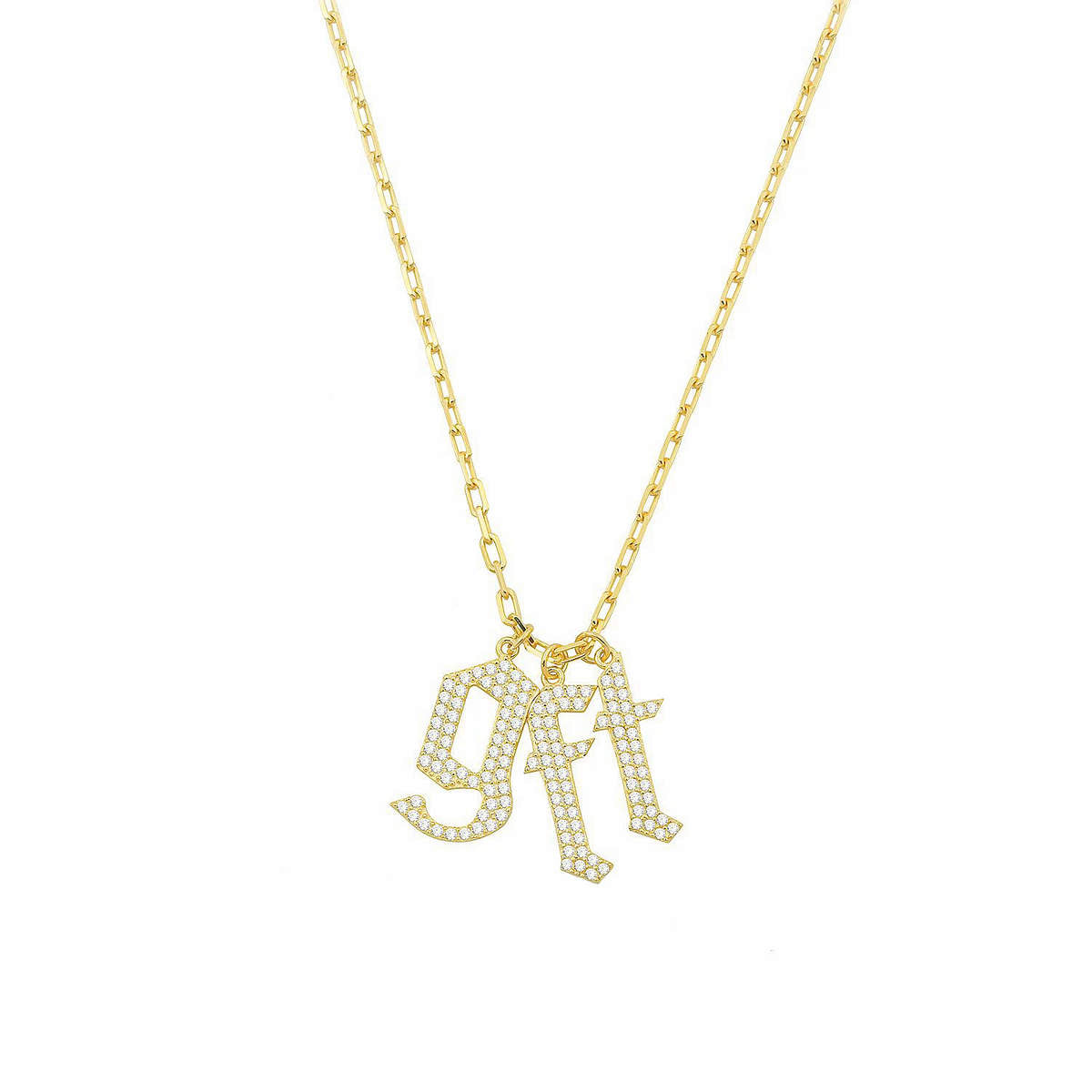 The Rockstar Pavé Letters Necklace in Clear
