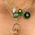 Antique Evil Eye Necklace in Green