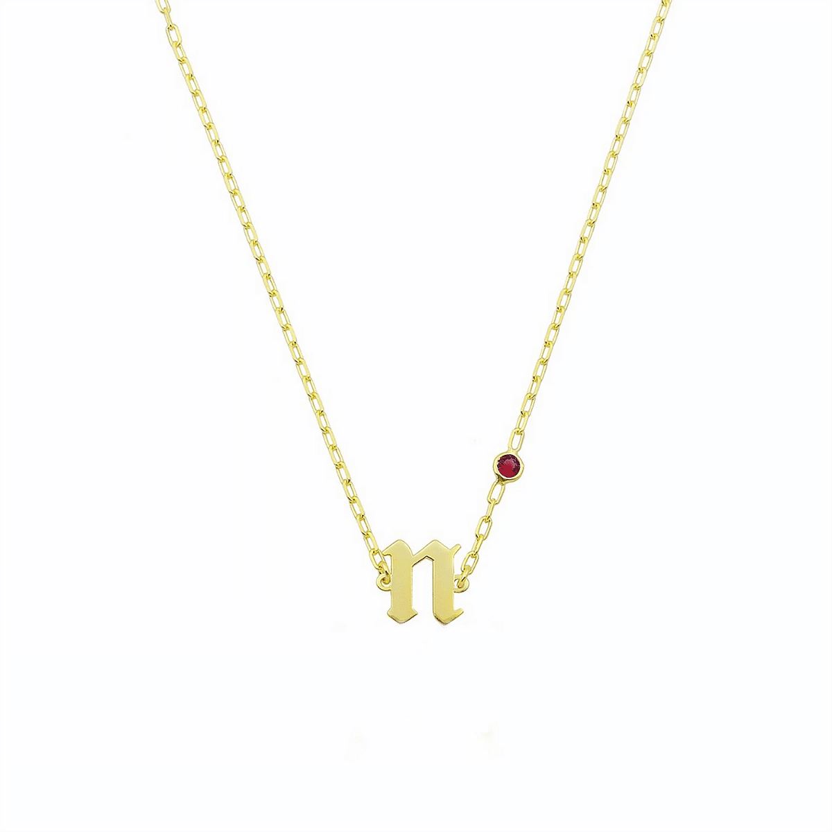 The Initial Stone Necklace in Ruby