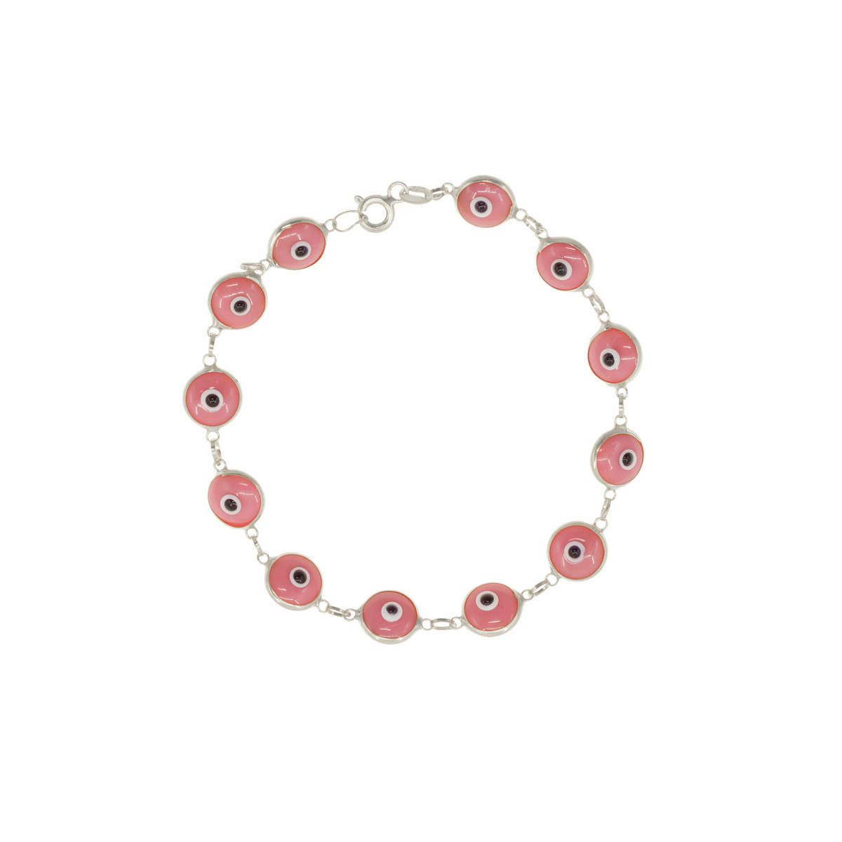 Pink Glass Bead Evil Eye Bracelet